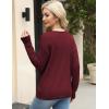 image:imageZeagoo Womens Sweaters Fall Trendy Casual Long Sleeve Shirt Lightweight V Neck Off Shoulder Crochet Pullover Top OutfitBwine Red