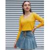 image:imageZeagoo Womens Sweaters Fall Trendy Casual Long Sleeve Shirt Lightweight V Neck Off Shoulder Crochet Pullover Top OutfitByellow