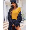 image:imageZeagoo Womens Sweaters Fall Trendy Casual Long Sleeve Shirt Lightweight V Neck Off Shoulder Crochet Pullover Top OutfitByellow