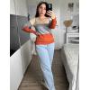 image:imageZeagoo Womens Sweaters Fall Trendy Casual Long Sleeve Shirt Lightweight V Neck Off Shoulder Crochet Pullover Top OutfitCcolorblock Apricot
