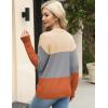 image:imageZeagoo Womens Sweaters Fall Trendy Casual Long Sleeve Shirt Lightweight V Neck Off Shoulder Crochet Pullover Top OutfitCcolorblock Apricot