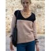 image:imageZeagoo Womens Sweaters Fall Trendy Casual Long Sleeve Shirt Lightweight V Neck Off Shoulder Crochet Pullover Top OutfitEblack Apricot