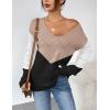 image:imageZeagoo Womens Sweaters Fall Trendy Casual Long Sleeve Shirt Lightweight V Neck Off Shoulder Crochet Pullover Top OutfitFblack White Apricot