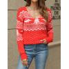 image:imageZeagoo Womens Sweaters Fall Trendy Casual Long Sleeve Shirt Lightweight V Neck Off Shoulder Crochet Pullover Top OutfitFchristmas