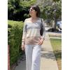 image:imageZeagoo Womens Sweaters Fall Trendy Casual Long Sleeve Shirt Lightweight V Neck Off Shoulder Crochet Pullover Top OutfitFcolorblock Camel