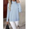 image:imageZeagoo Womens Turtleneck Sweater Long Sleeve Spilt Hem Casual Knit Pullover Chunky Fall Winter Jumper Top 2026Blue