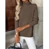 image:imageZeagoo Womens Turtleneck Sweater Long Sleeve Spilt Hem Casual Knit Pullover Chunky Fall Winter Jumper Top 2026Brown