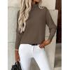 image:imageZeagoo Womens Turtleneck Sweater Long Sleeve Spilt Hem Casual Knit Pullover Chunky Fall Winter Jumper Top 2026Brown