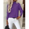 image:imageZeagoo Womens Turtleneck Sweater Long Sleeve Spilt Hem Casual Knit Pullover Chunky Fall Winter Jumper Top 2026Dark Purple