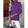 image:imageZeagoo Womens Turtleneck Sweater Long Sleeve Spilt Hem Casual Knit Pullover Chunky Fall Winter Jumper Top 2026Dark Purple