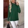 image:imageZeagoo Womens Turtleneck Sweater Long Sleeve Spilt Hem Casual Knit Pullover Chunky Fall Winter Jumper Top 2026Green