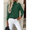 image:imageZeagoo Womens Turtleneck Sweater Long Sleeve Spilt Hem Casual Knit Pullover Chunky Fall Winter Jumper Top 2026Green