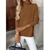 image:imageZeagoo Womens Turtleneck Sweater Long Sleeve Spilt Hem Casual Knit Pullover Chunky Fall Winter Jumper Top 2026Light Brown