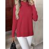 image:imageZeagoo Womens Turtleneck Sweater Long Sleeve Spilt Hem Casual Knit Pullover Chunky Fall Winter Jumper Top 2026Red