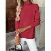 image:imageZeagoo Womens Turtleneck Sweater Long Sleeve Spilt Hem Casual Knit Pullover Chunky Fall Winter Jumper Top 2026Red