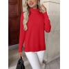 image:imageZeagoo Womens Turtleneck Sweater Long Sleeve Spilt Hem Casual Knit Pullover Chunky Fall Winter Jumper Top 2026Xmas Red