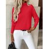 image:imageZeagoo Womens Turtleneck Sweater Long Sleeve Spilt Hem Casual Knit Pullover Chunky Fall Winter Jumper Top 2026Xmas Red