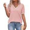 image:imageZeagoo Womens Short Sleeve Sweater 2026 Spring Summer V Neck Lightweight Tops Dressy Blouses Business Casual OutfitsPink