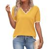 image:imageZeagoo Womens Short Sleeve Sweater 2026 Spring Summer V Neck Lightweight Tops Dressy Blouses Business Casual OutfitsYellow