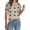 image:imageZeagoo Womens Short Sleeve Sweater Tops 2026 Spring Summer Crew Neck Hollow Out Blouses Dressy Business Casual OutfitsBlack Bow