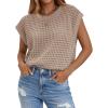 image:imageZeagoo Womens Spring Summer Crochet Tops Cap Sleeve Sweater Vest Hollow Out Pullover Shirts Beach Vacation ClothesBeige