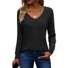 image:imageZeagoo Womens Sweaters Fall Trendy Casual Long Sleeve Shirt Lightweight V Neck Off Shoulder Crochet Pullover Top OutfitBblack
