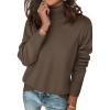 image:imageZeagoo Womens Turtleneck Sweater Long Sleeve Spilt Hem Casual Knit Pullover Chunky Fall Winter Jumper Top 2026Brown