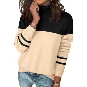 image:imageZeagoo Womens Turtleneck Sweater Long Sleeve Spilt Hem Casual Knit Pullover Chunky Fall Winter Jumper Top 2026Pat1