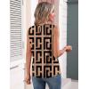 image:imageZeagoo Tank Top Woman Crew Neck Silk Satin Camisoles Pleated Sleeveless Blouses Professional Clothes for WomenBrown Black Print