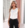image:imageZeagoo Tank Top Woman Crew Neck Silk Satin Camisoles Pleated Sleeveless Blouses Professional Clothes for WomenWhite