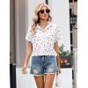 image:imageZeagoo White Button Down Shirt Women Heart Print Short Sleeve Blouse Dressy Casual Business Work Tops M