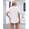 image:imageZeagoo White Button Down Shirt Women Heart Print Short Sleeve Blouse Dressy Casual Business Work Tops M