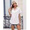 image:imageZeagoo White Button Down Shirt Women Heart Print Short Sleeve Blouse Dressy Casual Business Work Tops M