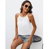 image:imageZeagoo Womens 2026 Halter Neck Tank Tops Casual Sleeveless Pleated Camisole Tops Summer Loose Fit Cami ShirtsAwhite