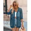 image:imageZeagoo Womens 2026 Summer Crochet Lightweight Cardigan Short Sleeve Boho Kimono Oversized Open Front Sweater Tops02 Lake Blue