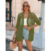 image:imageZeagoo Womens 2026 Summer Crochet Lightweight Cardigan Short Sleeve Boho Kimono Oversized Open Front Sweater TopsArmy Green