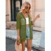 image:imageZeagoo Womens 2026 Summer Crochet Lightweight Cardigan Short Sleeve Boho Kimono Oversized Open Front Sweater TopsArmy Green