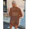 image:imageZeagoo Womens 2026 Summer Crochet Lightweight Cardigan Short Sleeve Boho Kimono Oversized Open Front Sweater TopsCaramel