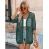image:imageZeagoo Womens 2026 Summer Crochet Lightweight Cardigan Short Sleeve Boho Kimono Oversized Open Front Sweater TopsGreen