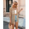 image:imageZeagoo Womens 2026 Summer Crochet Lightweight Cardigan Short Sleeve Boho Kimono Oversized Open Front Sweater TopsKhaki