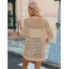 image:imageZeagoo Womens 2026 Summer Crochet Lightweight Cardigan Short Sleeve Boho Kimono Oversized Open Front Sweater TopsKhaki