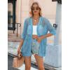 image:imageZeagoo Womens 2026 Summer Crochet Lightweight Cardigan Short Sleeve Boho Kimono Oversized Open Front Sweater TopsLake Blue
