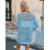 image:imageZeagoo Womens 2026 Summer Crochet Lightweight Cardigan Short Sleeve Boho Kimono Oversized Open Front Sweater TopsLake Blue