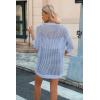 image:imageZeagoo Womens 2026 Summer Crochet Lightweight Cardigan Short Sleeve Boho Kimono Oversized Open Front Sweater TopsLight Blue