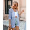 image:imageZeagoo Womens 2026 Summer Crochet Lightweight Cardigan Short Sleeve Boho Kimono Oversized Open Front Sweater TopsLight Blue