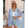 image:imageZeagoo Womens 2026 Summer Crochet Lightweight Cardigan Short Sleeve Boho Kimono Oversized Open Front Sweater TopsLight Blue