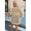 image:imageZeagoo Womens 2026 Summer Crochet Lightweight Cardigan Short Sleeve Boho Kimono Oversized Open Front Sweater TopsLight Khaki