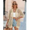 image:imageZeagoo Womens 2026 Summer Crochet Lightweight Cardigan Short Sleeve Boho Kimono Oversized Open Front Sweater TopsLight Khaki