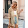 image:imageZeagoo Womens 2026 Summer Crochet Lightweight Cardigan Short Sleeve Boho Kimono Oversized Open Front Sweater TopsLight Khaki