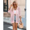 image:imageZeagoo Womens 2026 Summer Crochet Lightweight Cardigan Short Sleeve Boho Kimono Oversized Open Front Sweater TopsLight Pink